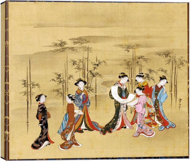 Seven young women in a bamboo grove Canvas Print by Joaquin Corbalan