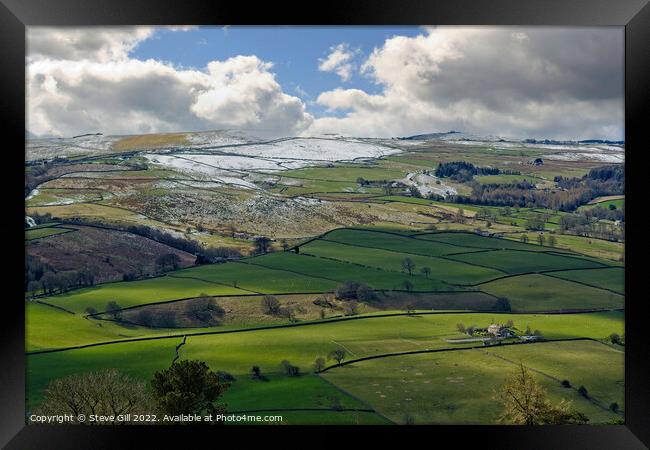 Spectacular View Across a Valley in Nidderdale, North Yorkshire. Framed Print by Steve Gill