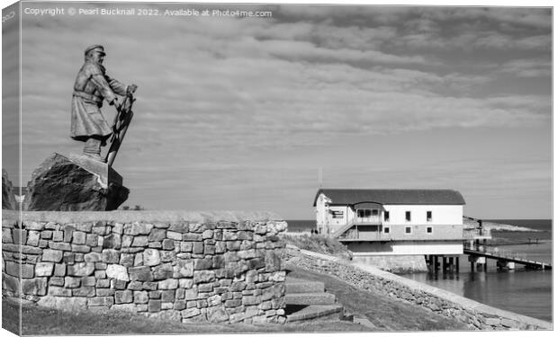 Moelfre RNLI Anglesey Black and White Canvas Print by Pearl Bucknall