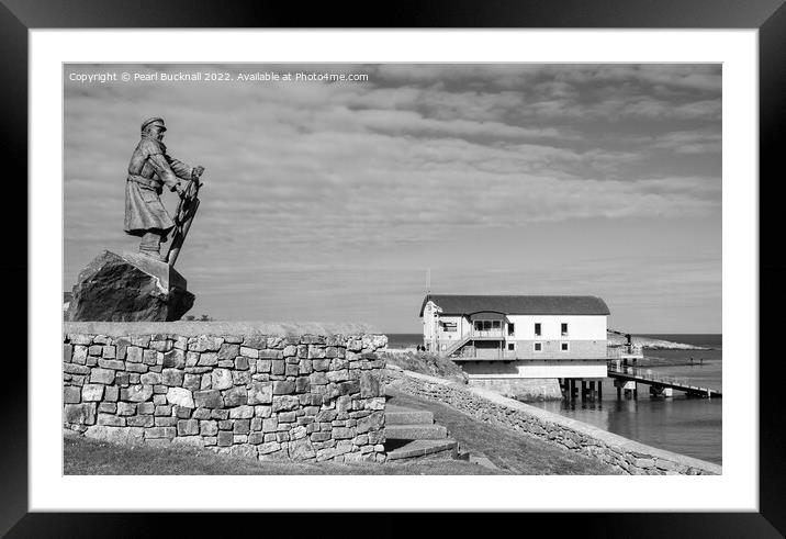 Moelfre RNLI Anglesey Black and White Framed Mounted Print by Pearl Bucknall