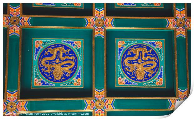 Dragon Ceiling Longevity Hill Summer Palace Beijing China Print by William Perry
