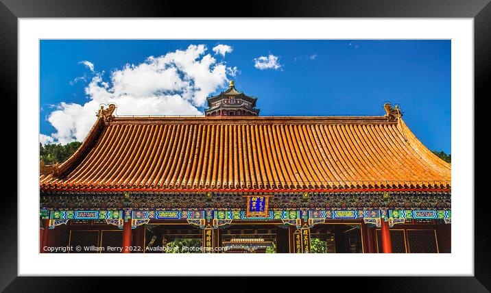 Front Gate Buddha Tower Summer Palace Beijing China Framed Mounted Print by William Perry