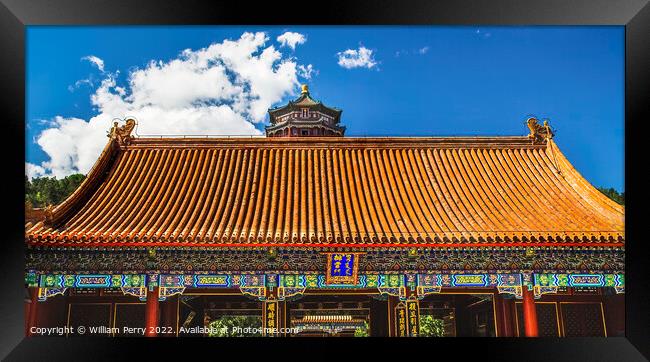 Front Gate Buddha Tower Summer Palace Beijing China Framed Print by William Perry