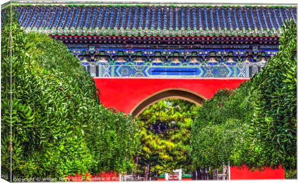 Red Gate Temple of Sun City Park Beijing China Canvas Print by William Perry
