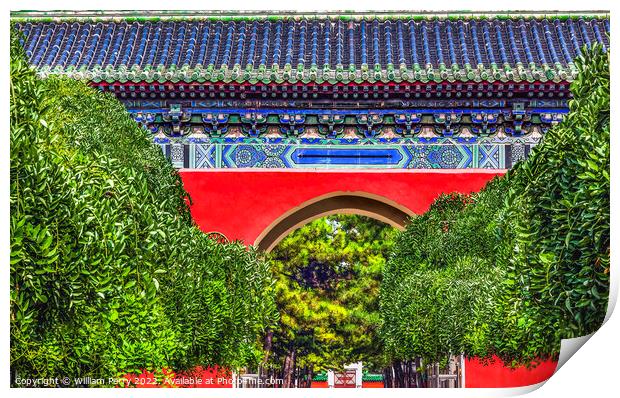 Red Gate Temple of Sun City Park Beijing China Print by William Perry