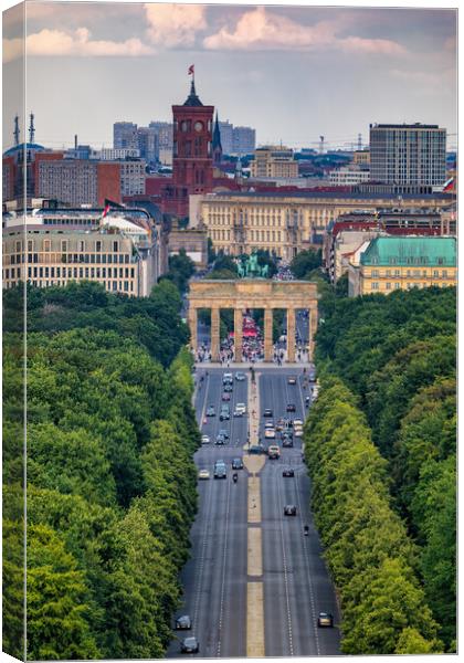Brandenburg Gate In Berlin From Above Canvas Print by Artur Bogacki