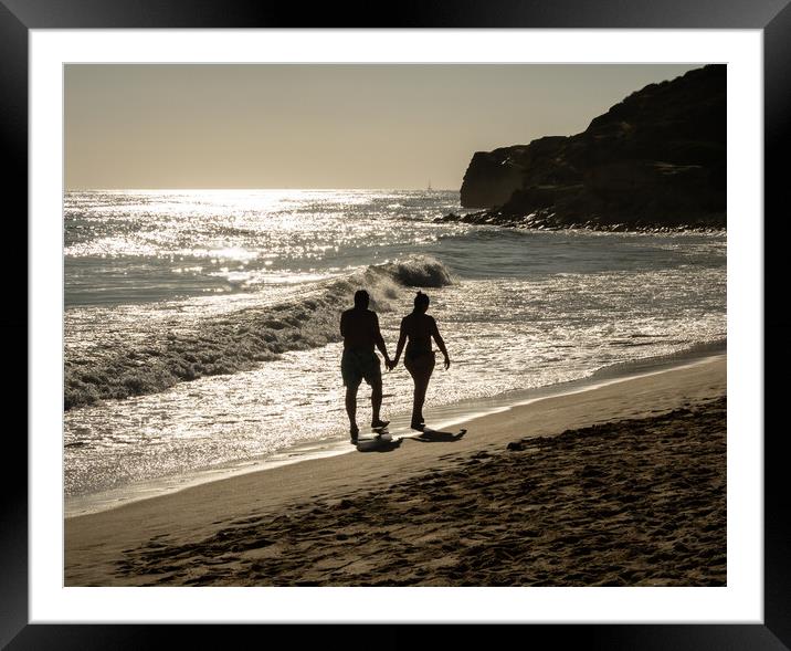 Sunset beach lovers Framed Mounted Print by Tony Twyman
