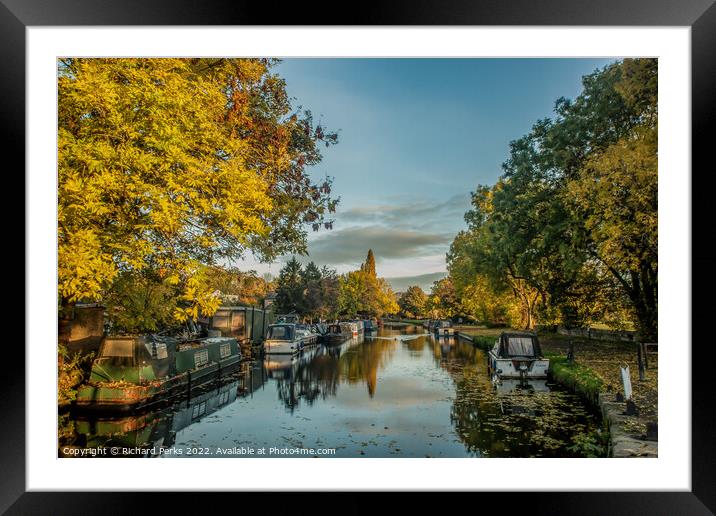 Autumn on the Leeds - Liverpool canal at Rodley Framed Mounted Print by Richard Perks