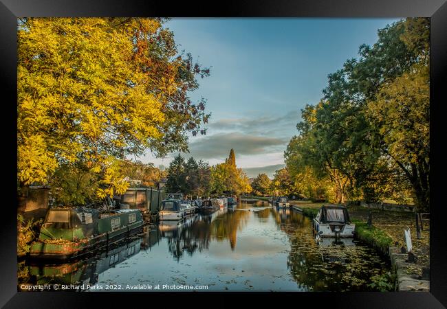 Autumn on the Leeds - Liverpool canal at Rodley Framed Print by Richard Perks