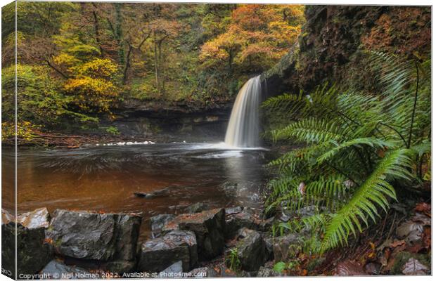 Autumn Colours at Sgwd Gwladys Waterfall Canvas Print by Neil Holman