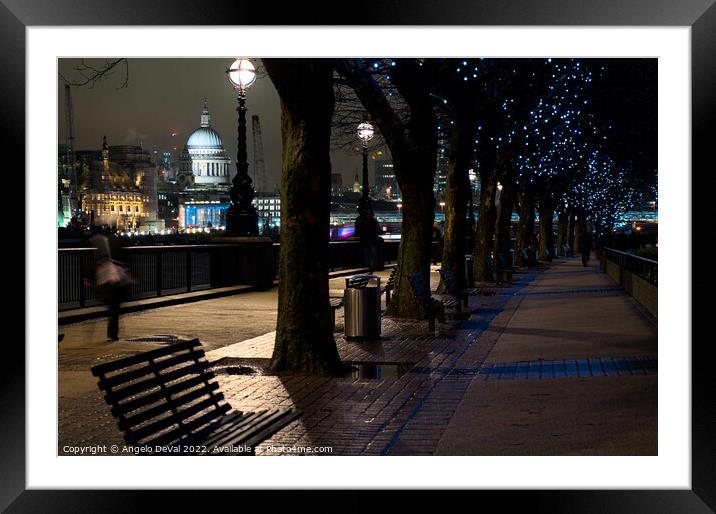 Along Thames River During Christmas Framed Mounted Print by Angelo DeVal