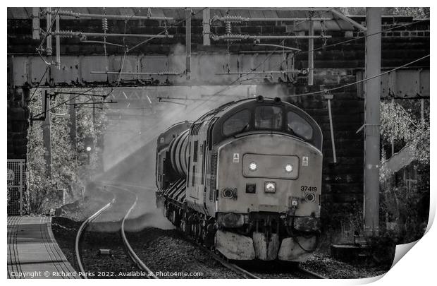 Heritage Diesel locomotives caught in the sunlight Print by Richard Perks