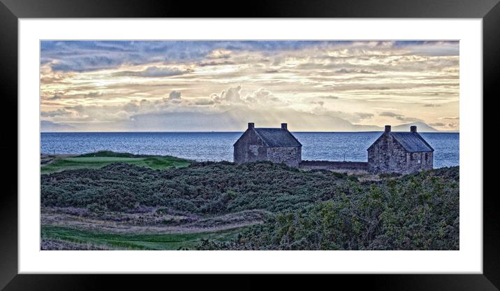 Prestwick salt pan houses as sunset approaches Framed Mounted Print by Allan Durward Photography