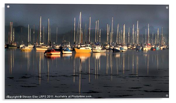 Boats at Night Acrylic by Steven Else ARPS
