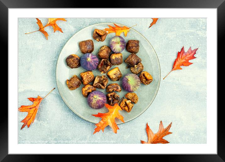 Dried and fresh figs, autumnal dessert Framed Mounted Print by Mykola Lunov Mykola