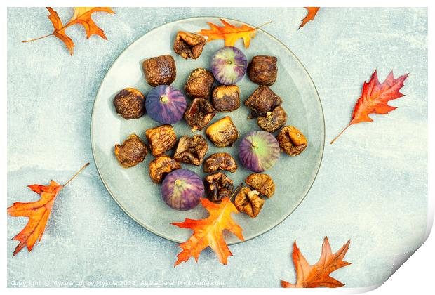Dried and fresh figs, autumnal dessert Print by Mykola Lunov Mykola