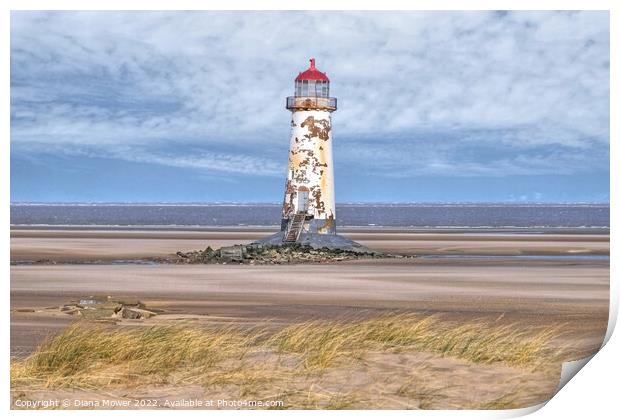 Point of Ayr lighthouse Print by Diana Mower