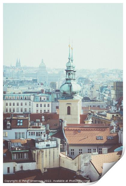 The View From The Old Town Clock Tower In Prague Print by Peter Greenway
