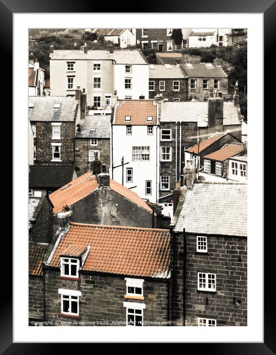 Colourful Rooftops Of Staithes Fishing Port Framed Mounted Print by Peter Greenway