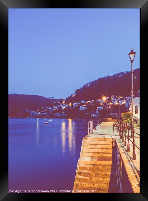 Harbour Steps & Citylights At Dartmouth, Devon Framed Print by Peter Greenway