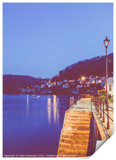 Harbour Steps & Citylights At Dartmouth, Devon Print by Peter Greenway