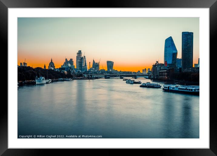 River Thames Sunrise Framed Mounted Print by Milton Cogheil