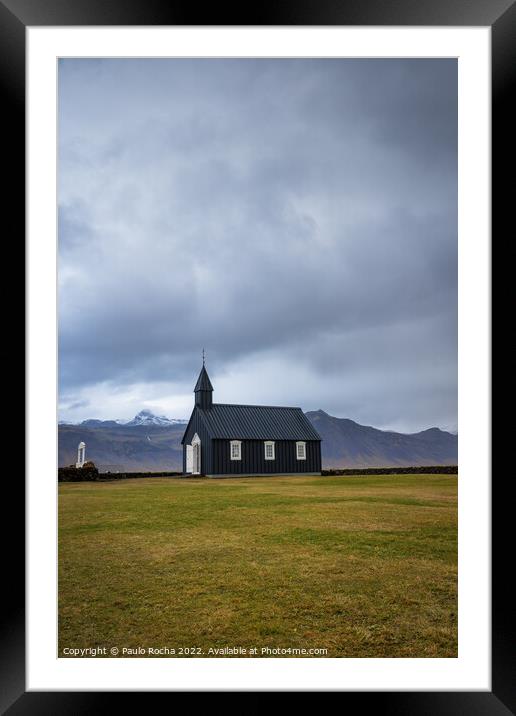Budakirkja black churck in Budir, Iceland Framed Mounted Print by Paulo Rocha