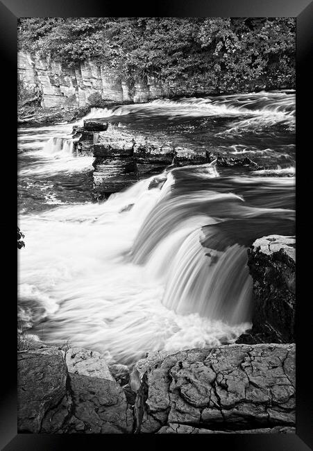 Richmond North Yorkshire Waterfalls Monochrome Framed Print by Martyn Arnold