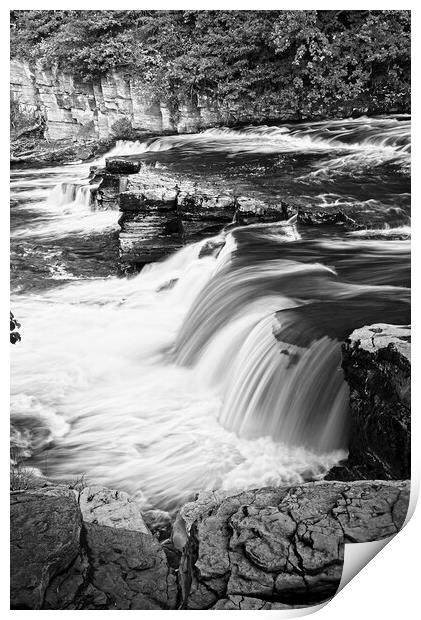 Richmond North Yorkshire Waterfalls Monochrome Print by Martyn Arnold
