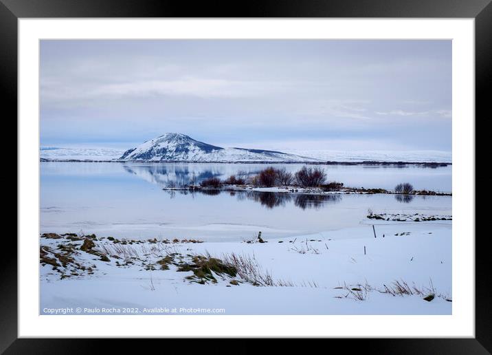 Myvatn lake in winter Framed Mounted Print by Paulo Rocha