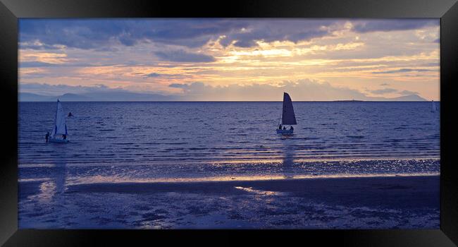 Boating scene at Prestwick beach Framed Print by Allan Durward Photography