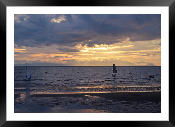Prestwick beach approaching sunset Framed Mounted Print by Allan Durward Photography