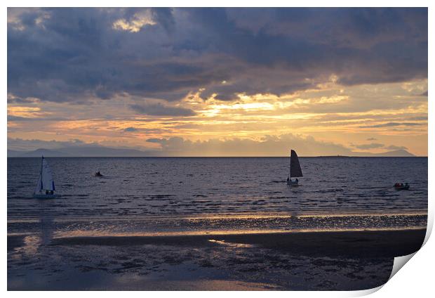 Prestwick beach approaching sunset Print by Allan Durward Photography