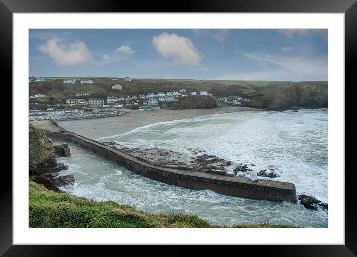 Portreath beach Cornwall Framed Mounted Print by kathy white