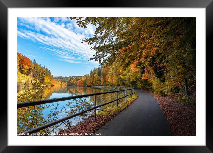 Road along the Vltava river in the autumn season. Framed Mounted Print by Sergey Fedoskin