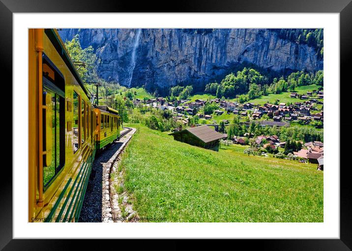 Alpine Train Descending Framed Mounted Print by Roger Mechan