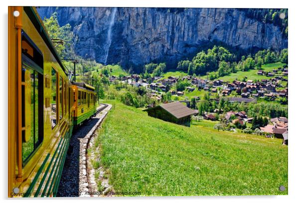 Alpine Train Descending Acrylic by Roger Mechan