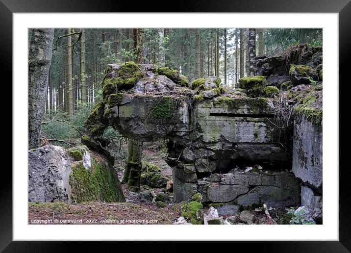 Remains of a bunker in the Hurtgen Forest in Germany Framed Mounted Print by Lensw0rld 