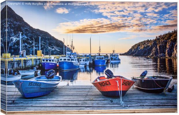 'Golden Twilight at the Quebec Marina' Canvas Print by Holly Burgess