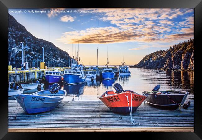'Golden Twilight at the Quebec Marina' Framed Print by Holly Burgess
