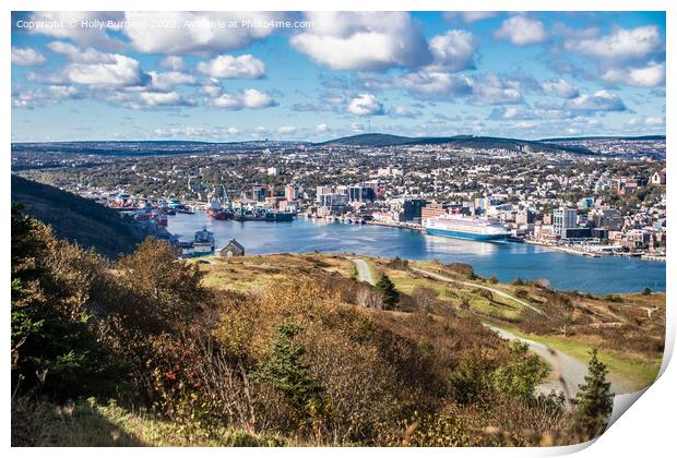St. John's, Newfoundland and Labrador, situated on Signal Hill. over looking the town  Print by Holly Burgess