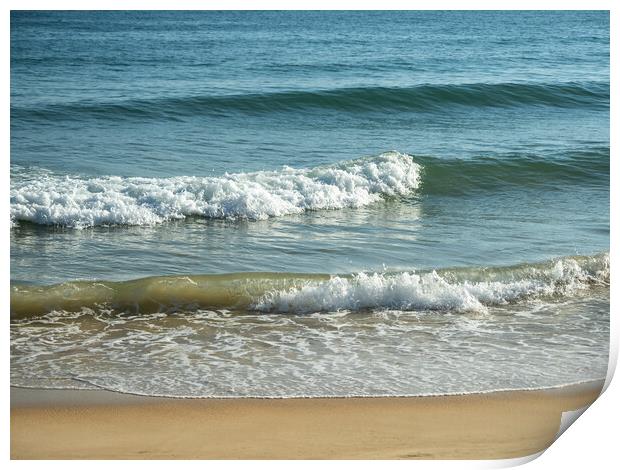 Waves on Falesia Beach Print by Tony Twyman