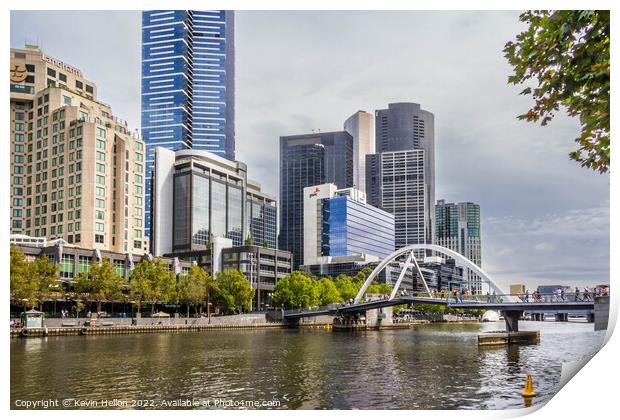 Southbank bridge over the Yarra River Print by Kevin Hellon