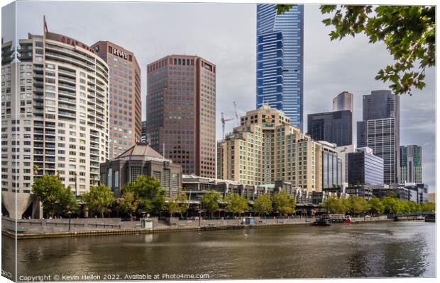 View over the Yarra River to Southgate, Canvas Print by Kevin Hellon