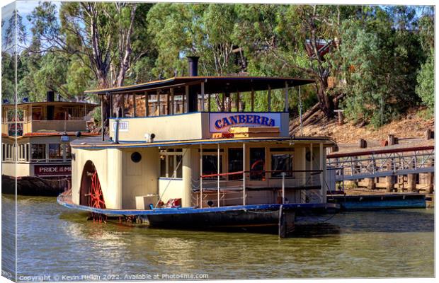 Paddle steamer, Canberra, Murray River, Echuca, Victoria, Austra Canvas Print by Kevin Hellon