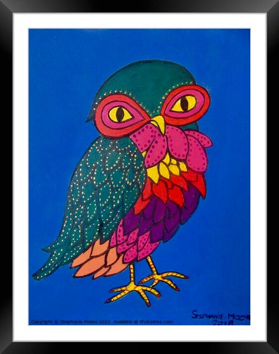 Colourful little owl Framed Mounted Print by Stephanie Moore