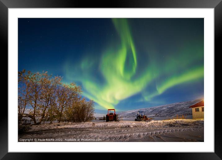 Northern lights in Laugar, Iceland Framed Mounted Print by Paulo Rocha