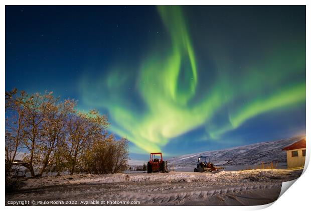 Northern lights in Laugar, Iceland Print by Paulo Rocha