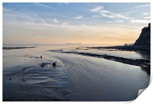Severn Estuary sunset at low tide Print by Kevin Round