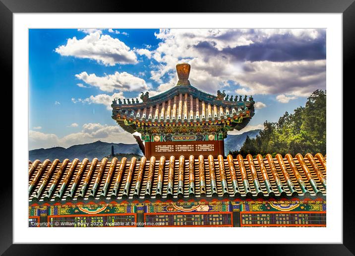 Ornate Gate Longevity Hill Summer Palace Beijing China Framed Mounted Print by William Perry